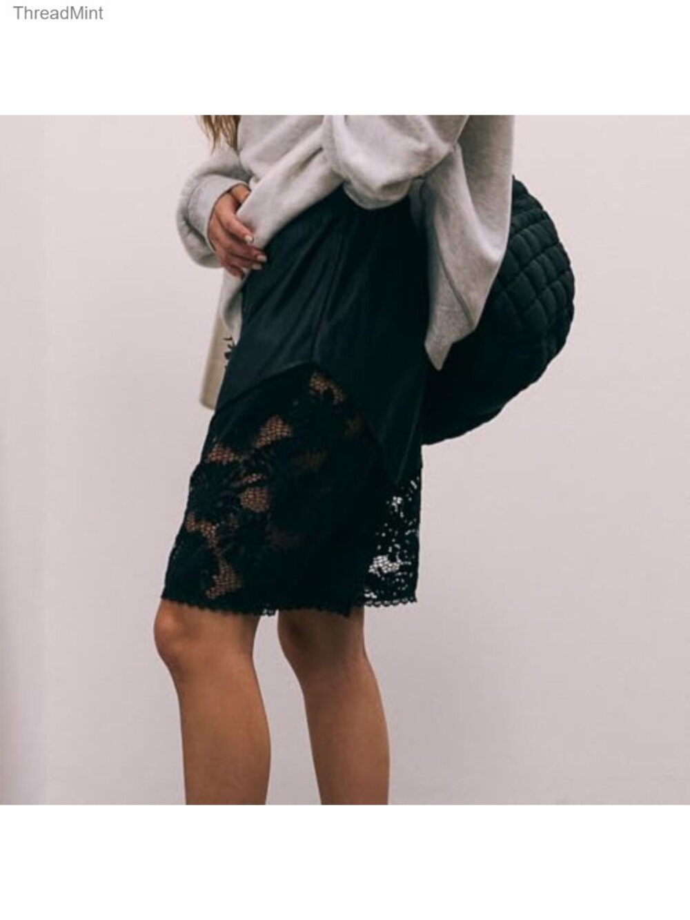 Lace Trim High Waisted Bermuda Shorts Y2K Drawstring Loose Fit Women's Summer - Picture 2 of 4